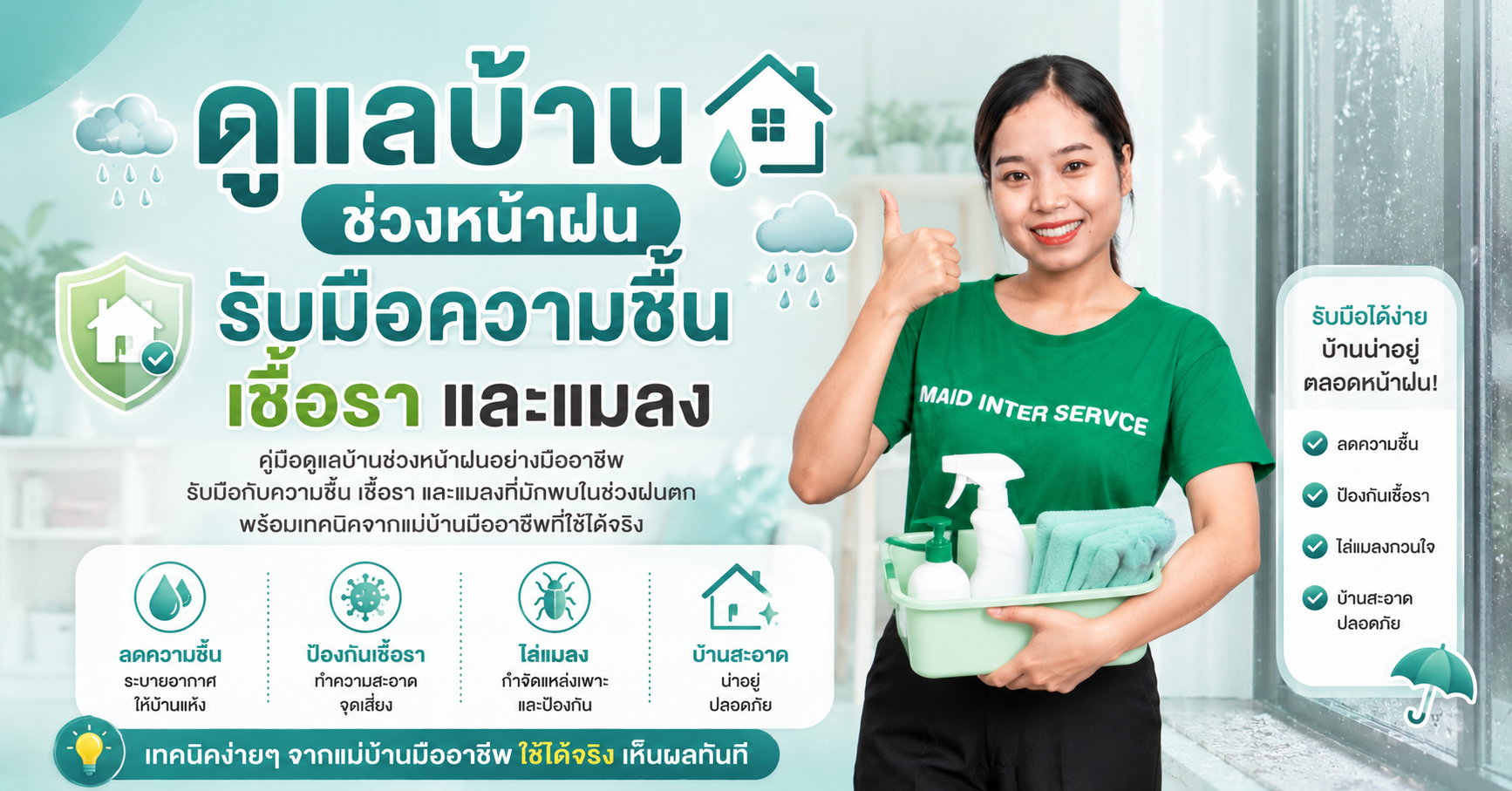 ดูแลบ้านช่วงหน้าฝน รับมือความชื้น เชื้อรา และแมลง