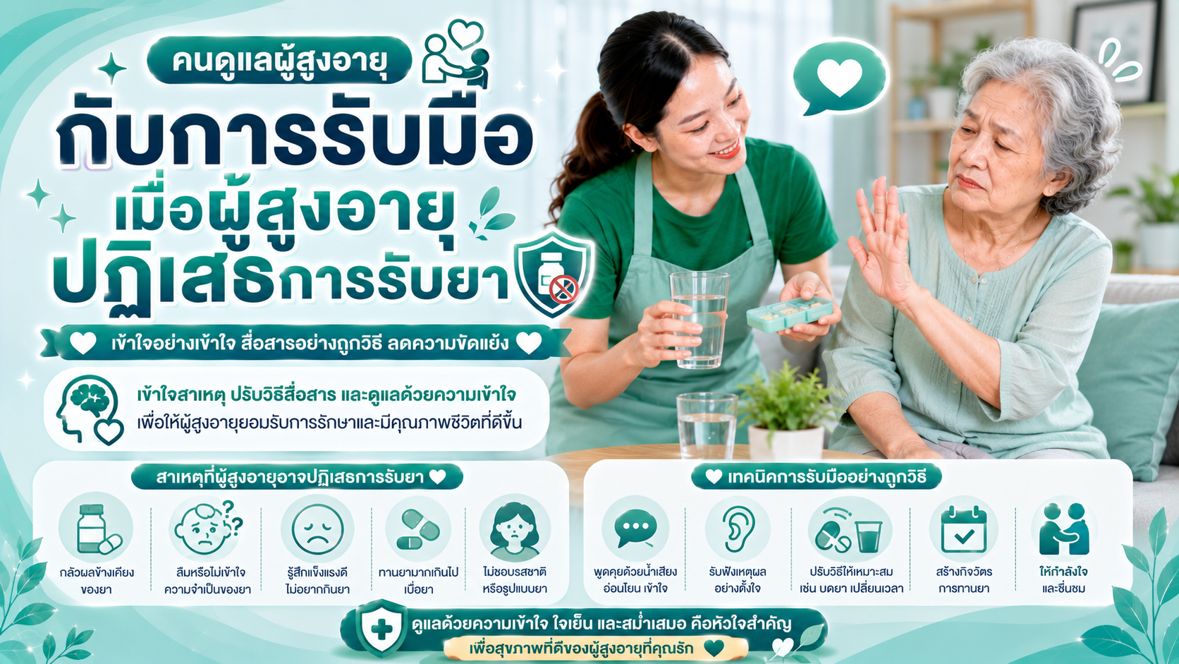 คนดูแลผู้สูงอายุกับการรับมือเมื่อผู้สูงอายุปฏิเสธการรับยา