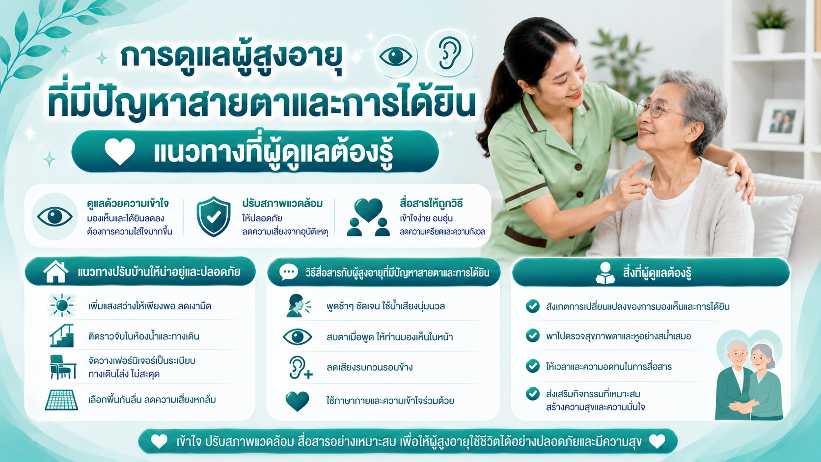 การดูแลผู้สูงอายุที่มีปัญหาสายตาและการได้ยิน