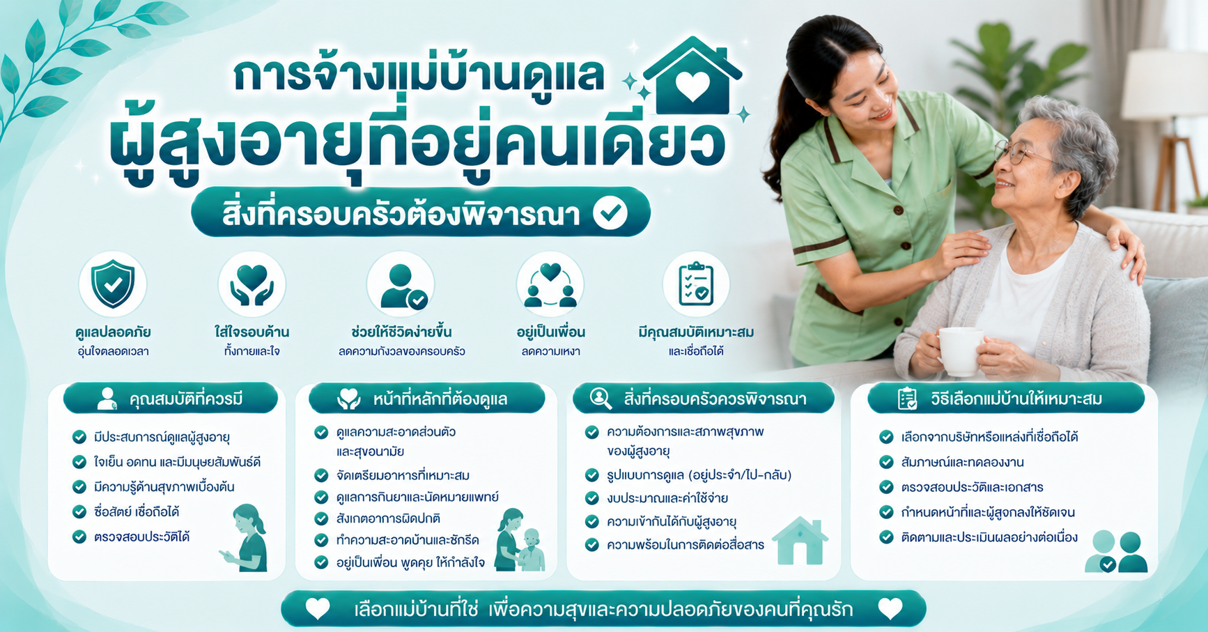 การจ้างแม่บ้านดูแลผู้สูงอายุที่อยู่คนเดียว สิ่งที่ครอบครัวต้องพิจารณา