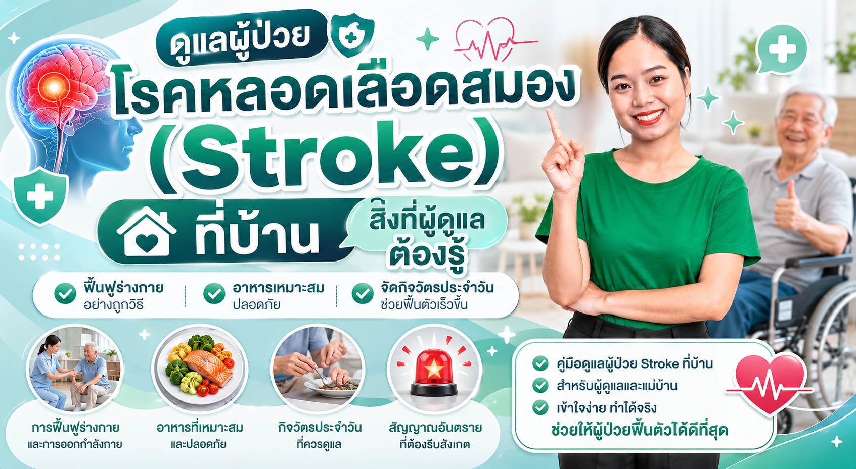 ดูแลผู้ป่วยโรคหลอดเลือดสมอง (Stroke) ที่บ้าน สิ่งที่ผู้ดูแลต้องรู้