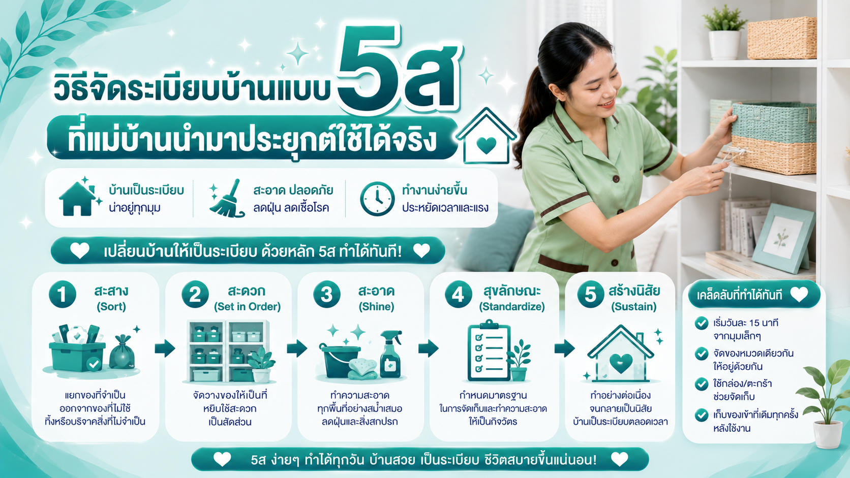 วิธีจัดระเบียบบ้านแบบ 5ส ที่แม่บ้านนำมาประยุกต์ใช้ได้จริง