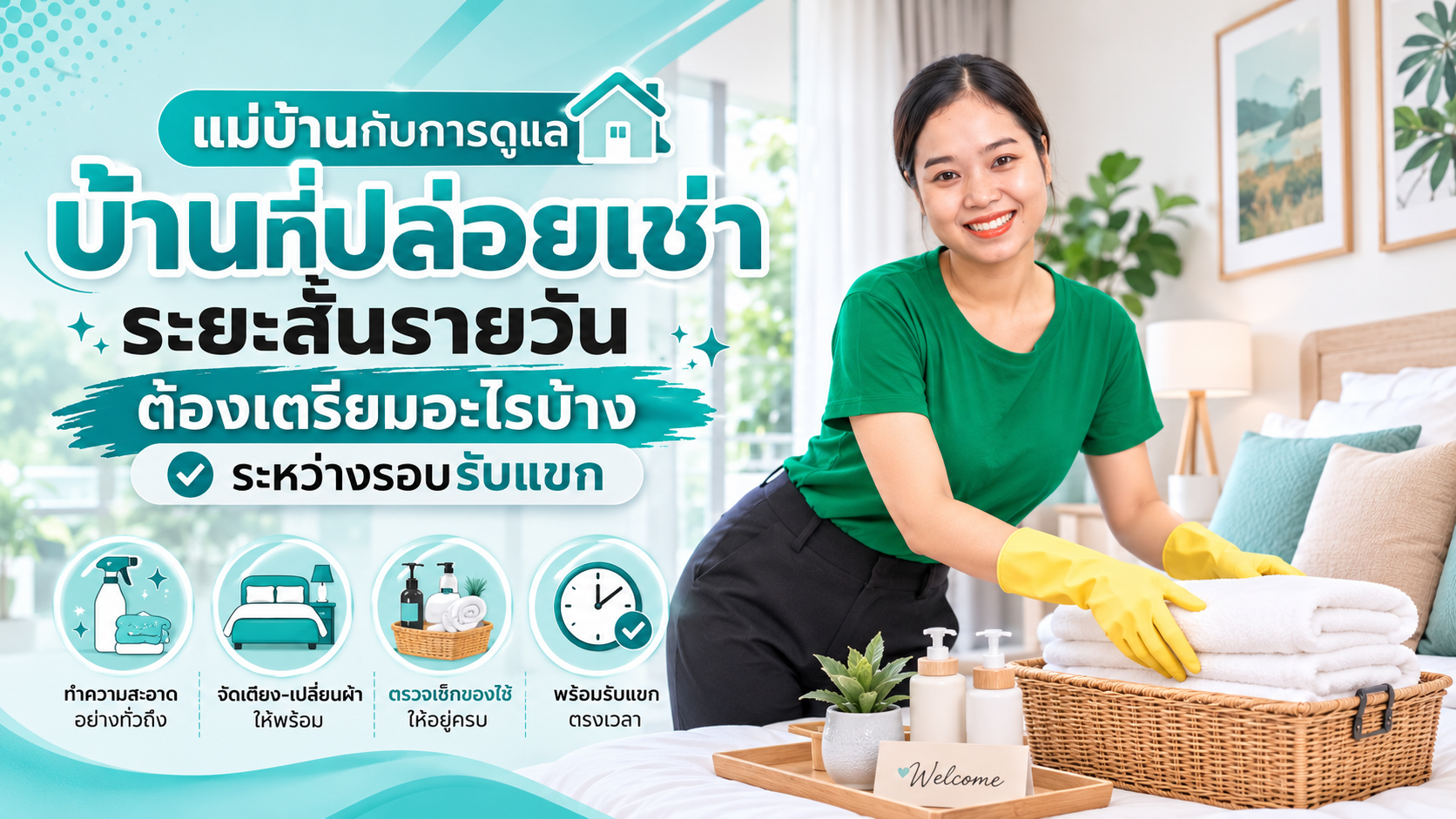 แม่บ้านกับการดูแลบ้านที่ปล่อยเช่าระยะสั้นรายวัน ต้องเตรียมอะไรบ้างระหว่างรอบรับแขก
