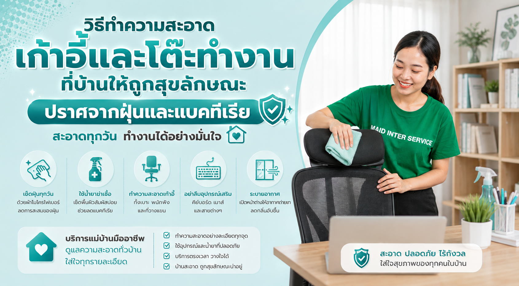 ทำความสะอาดโต๊ะทำงานที่บ้าน