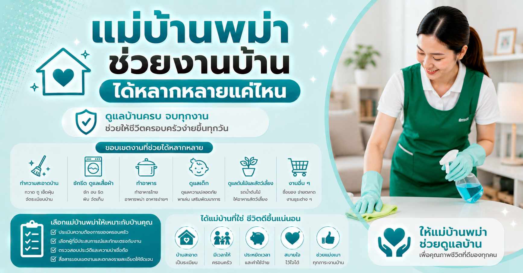แม่บ้านพม่าช่วยงานบ้าน